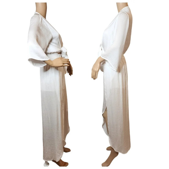 Skylar + Madison Frankie White Front Tie Jumpsuit. Split front.  Womens medium. - Picture 9 of 16